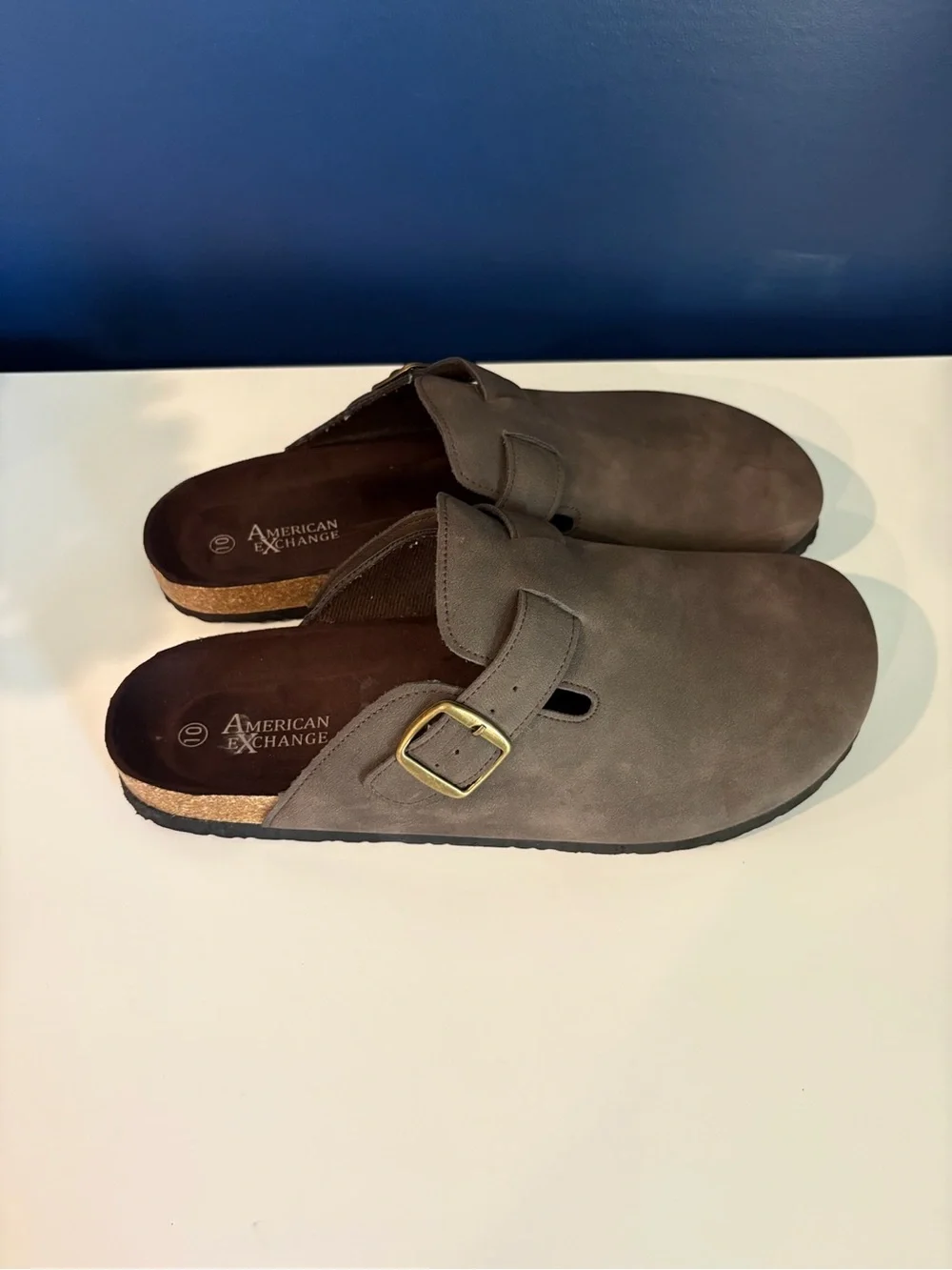 American Exchange Men’s Suede Slip-On Clogs with Buckle